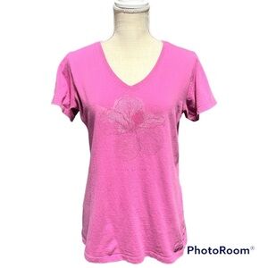 Life Is Good Pink Tropical floral v-neck short sleeves t-shirt
